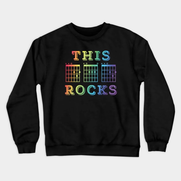 This Dad Rocks Guitar DAD Chords Tab Colorful Theme Crewneck Sweatshirt by nightsworthy